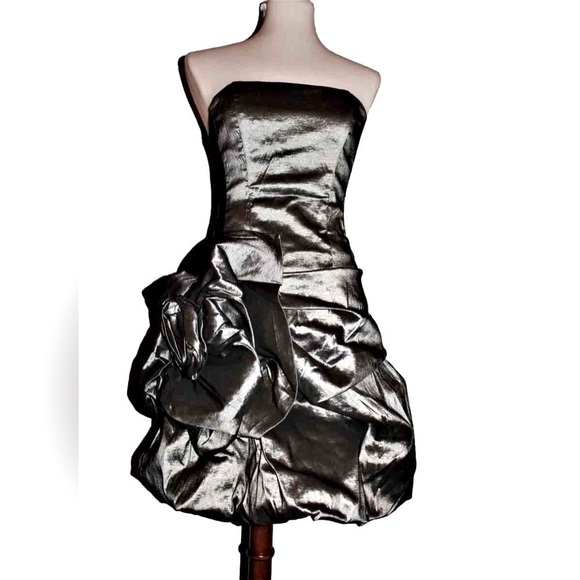 Olivia Formal Teacup Dress Silver Taffeta - Picture 7 of 10